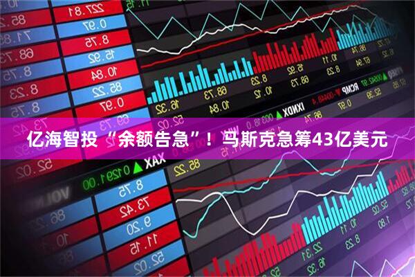 亿海智投 “余额告急”！马斯克急筹43亿美元