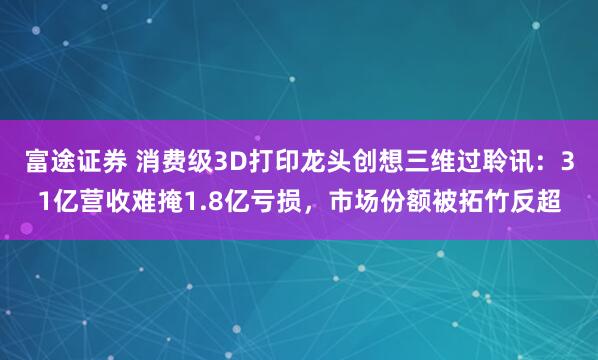 富途证券 消费级3D打印龙头创想三维过聆讯：31亿营收难掩1.8亿亏损，市场份额被拓竹反超